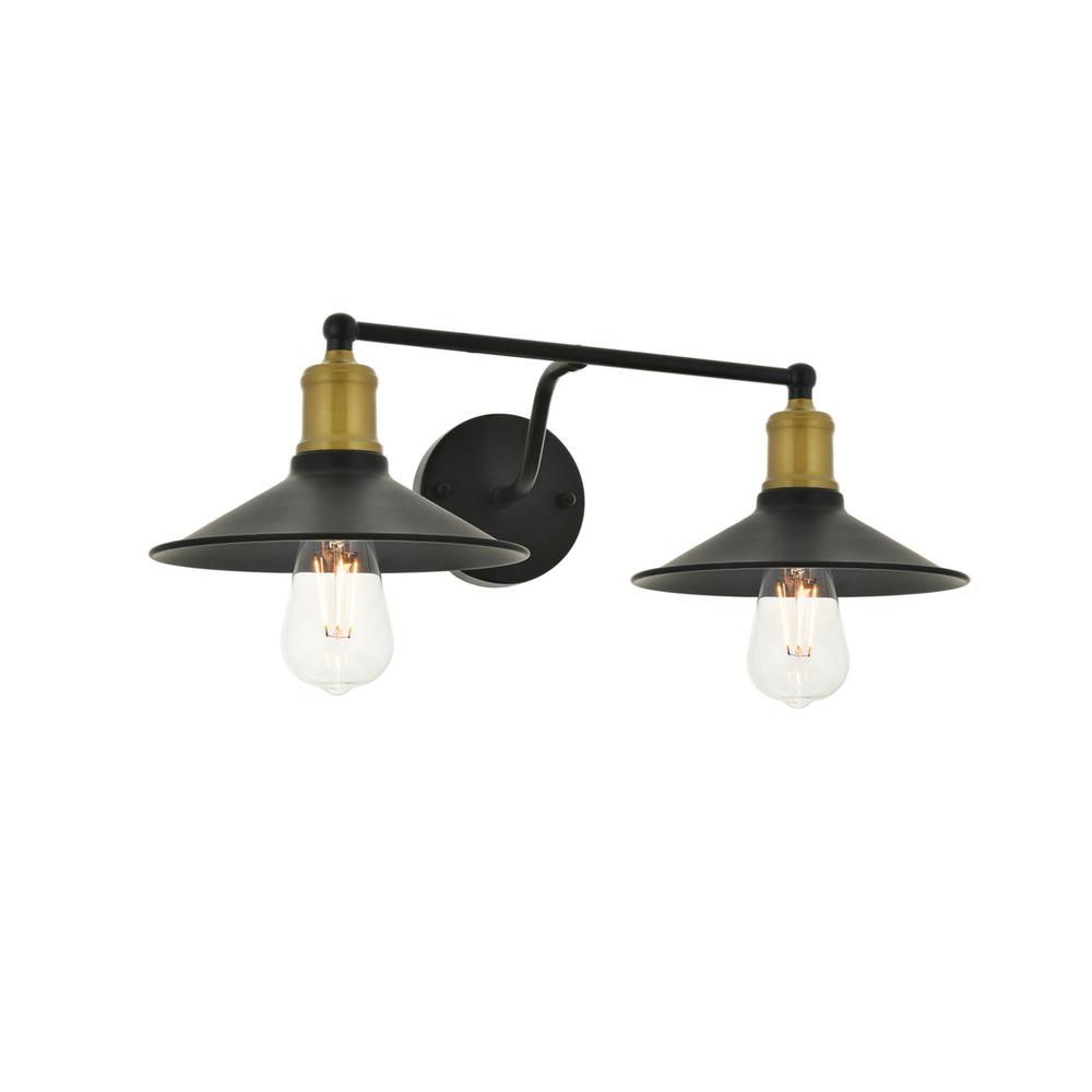 Etude  2 Light Brass And Black Wall Sconce. Picture 5