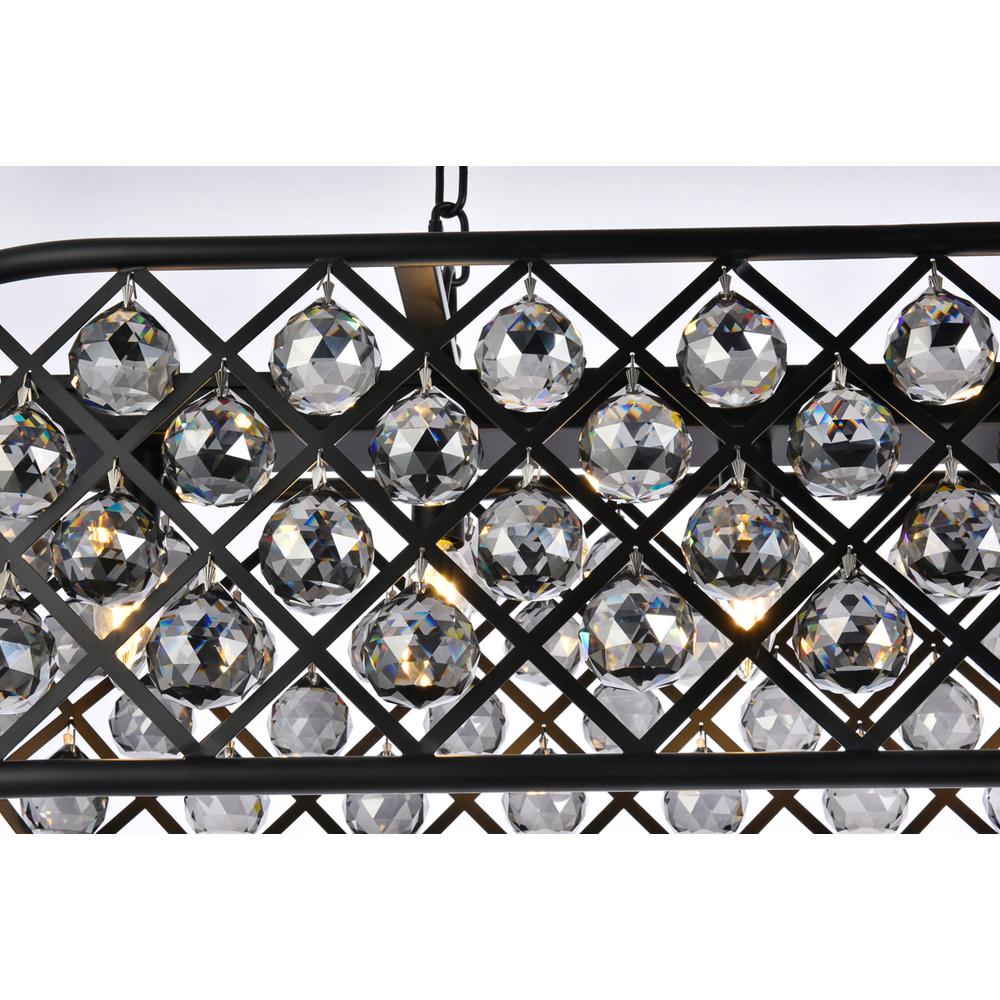 Madison 7 Light Matte Black Chandelier Silver Shade (Grey) Royal Cut Crystal. Picture 5
