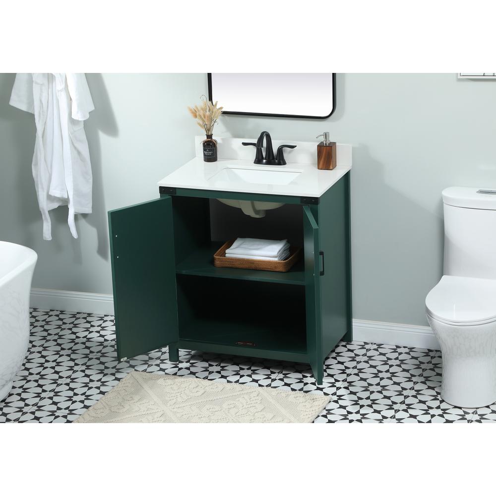 30 Inch Single Bathroom Vanity In Green With Backsplash. Picture 3