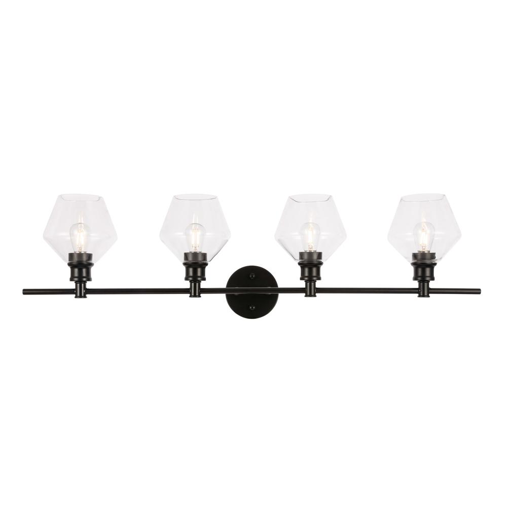 Gene 4 Light Black And Clear Glass Wall Sconce. Picture 1