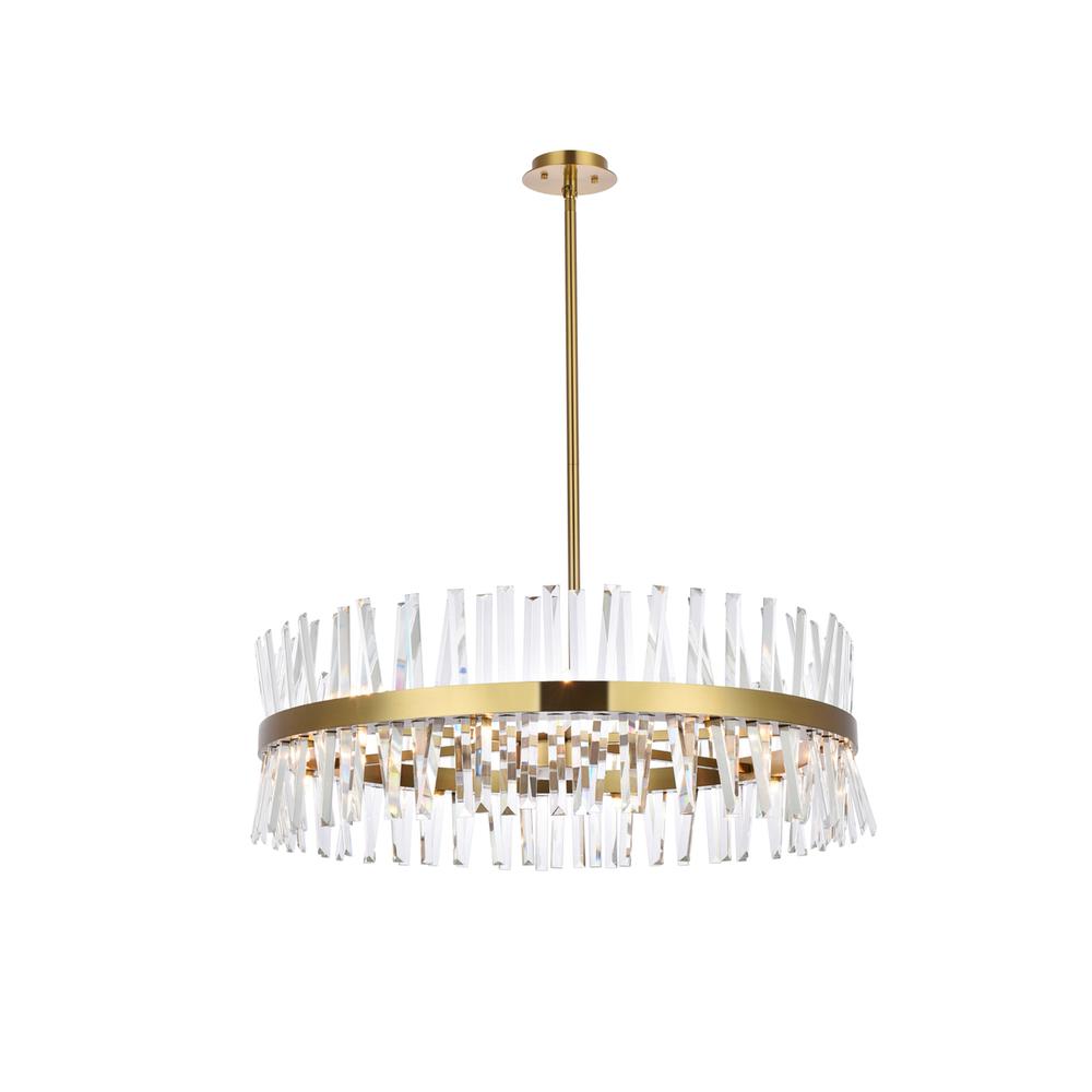 Serephina 36 Inch Crystal Round Chandelier Light In Satin Gold. Picture 1
