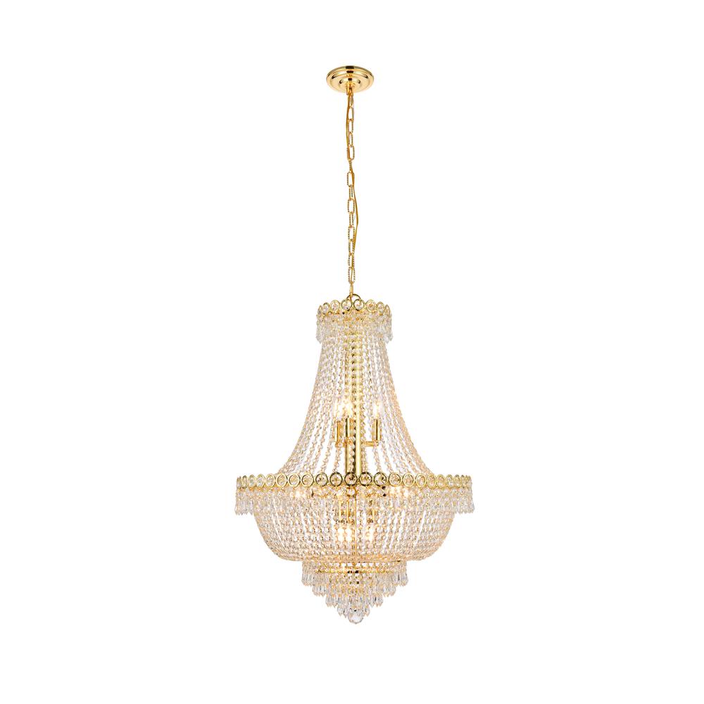 Century 12 Light Gold Chandelier Clear Royal Cut Crystal. Picture 1