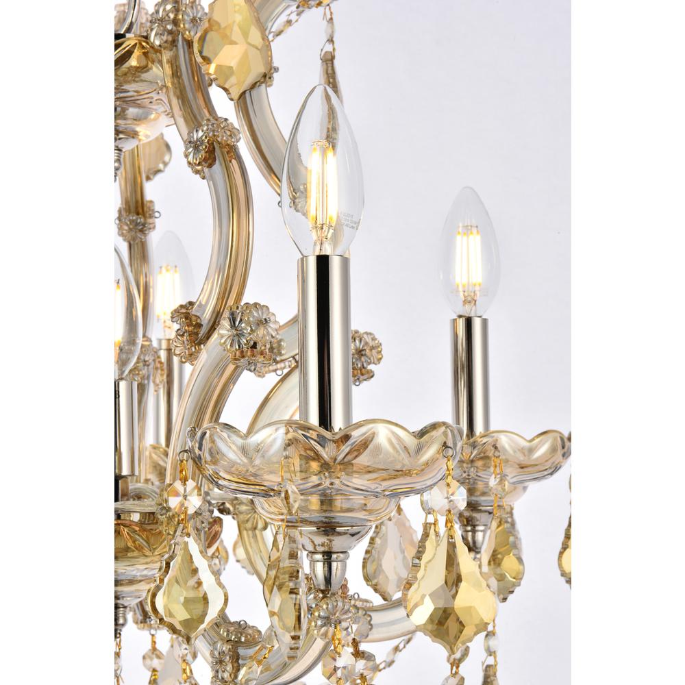 Maria Theresa 6 Light Golden Teak Pendant Golden Teak (Smoky) Royal Cut Crystal. Picture 4