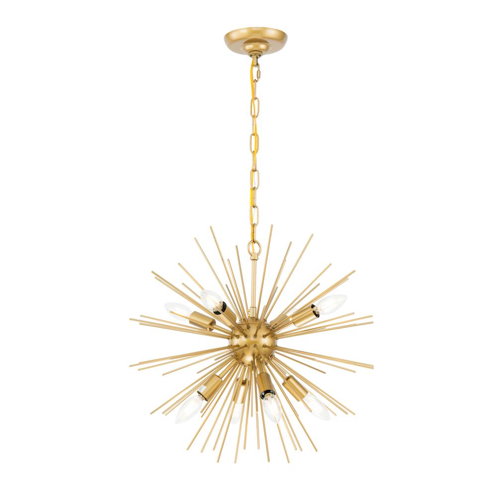 Timber 8 Light Brass Pendant. Picture 1