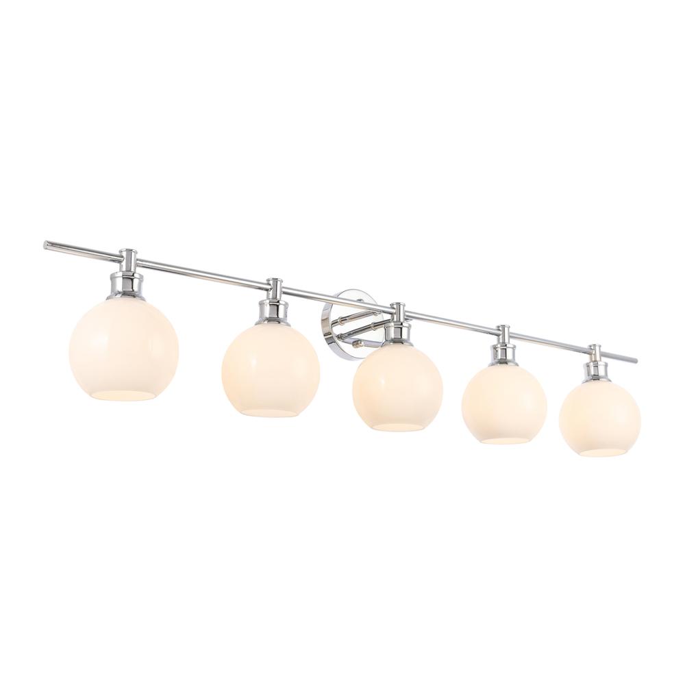 Collier 5 Light Chrome And Frosted White Glass Wall Sconce. Picture 13