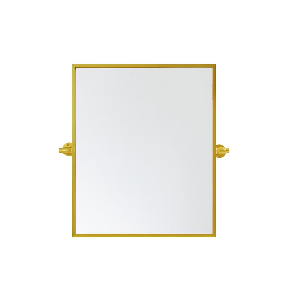 Rectangle Pivot Mirror 24X20 Inch In Gold. Picture 1