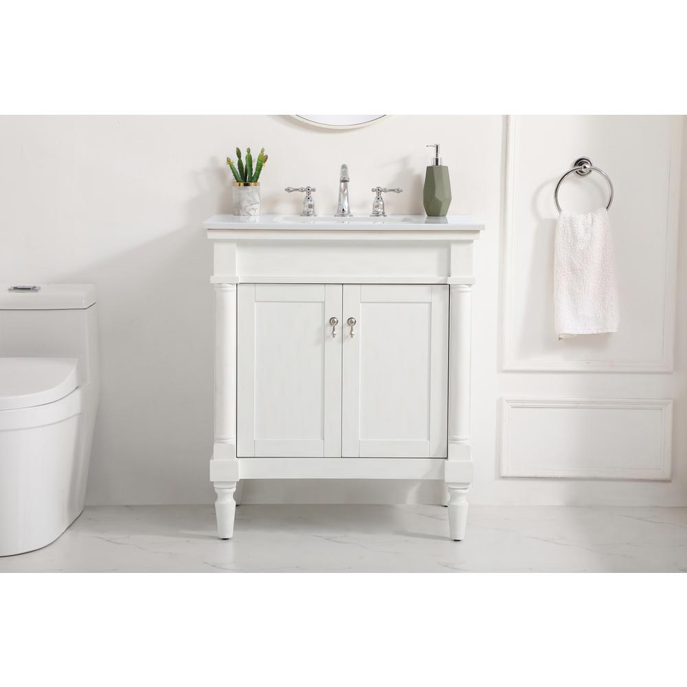 30 Inch Single Bathroom Vanity In Antique White. Picture 14