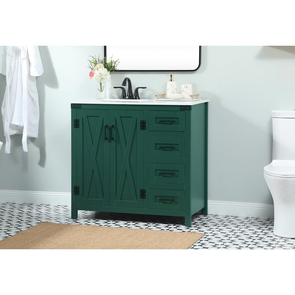 36 Inch Single Bathroom Vanity In Green. Picture 2
