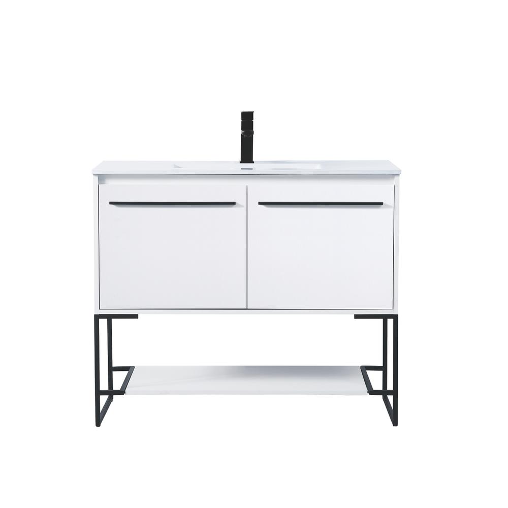40 Inch  Single Bathroom Vanity In White. Picture 1