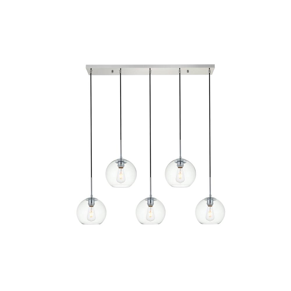 Baxter 5 Lights Chrome Pendant With Clear Glass. Picture 1