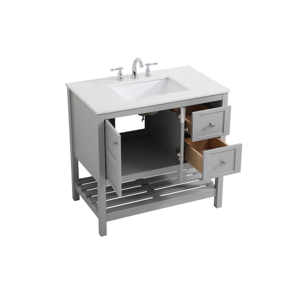 36 inch Single Bathroom Vanity in Gray. Picture 8