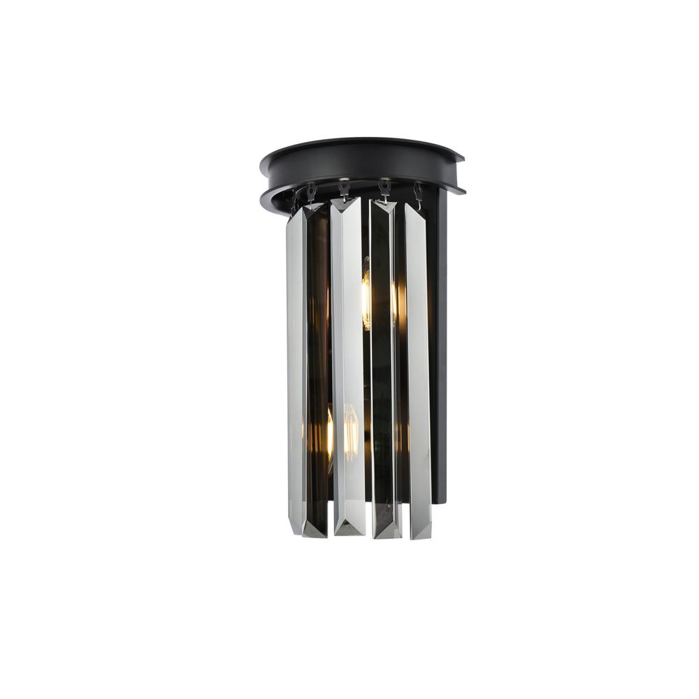 Sydney 2 Light Matte Black Wall Sconce Silver Shade (Grey) Royal Cut Crystal. Picture 2