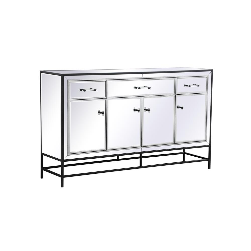James 60 In. Mirrored Credenza In Black. Picture 4