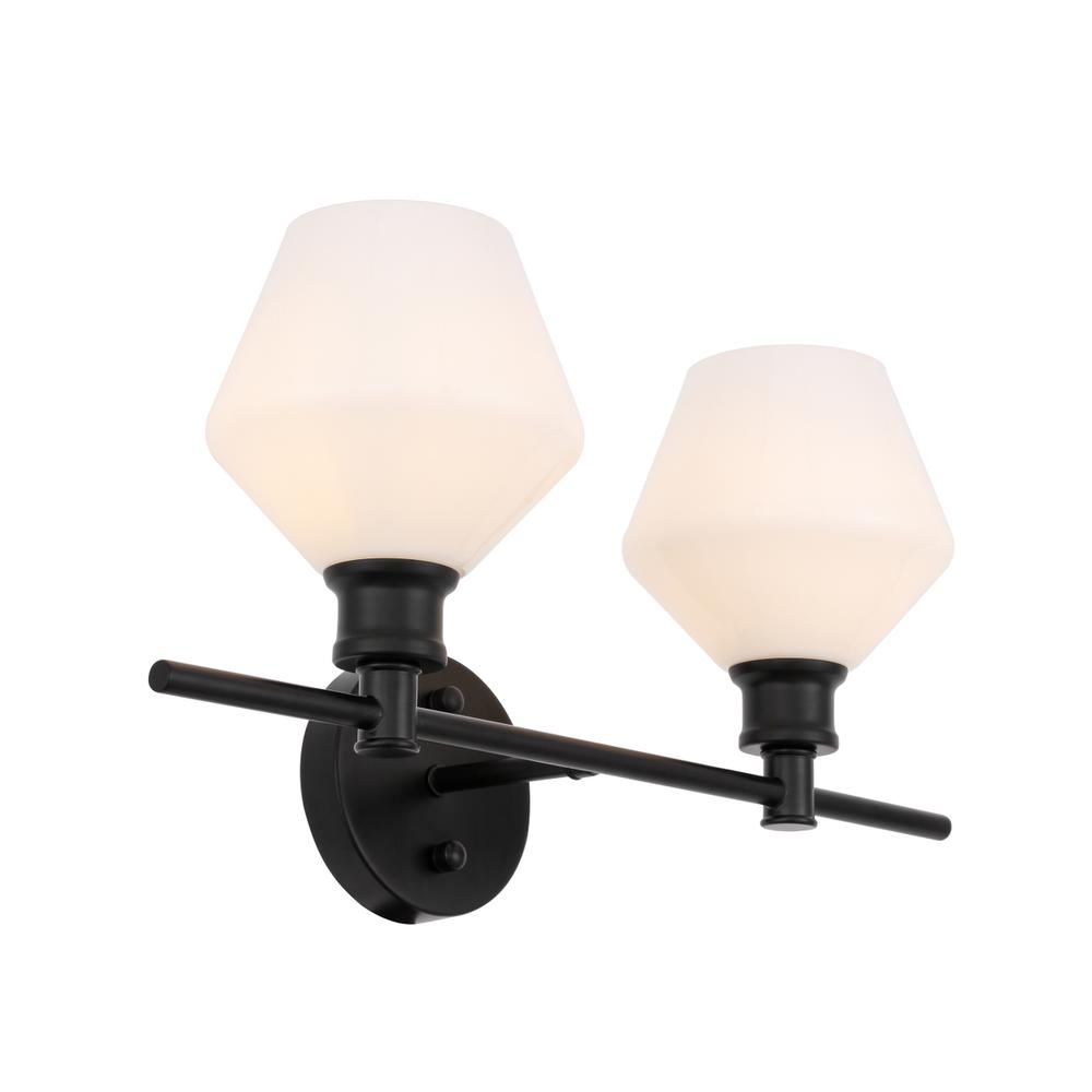 Gene 2 Light Black And Frosted White Glass Wall Sconce. Picture 7