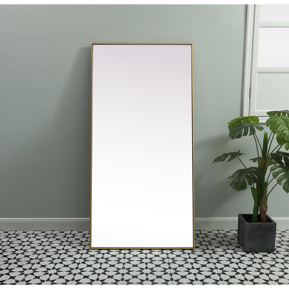 Metal Frame Rectangle Full Length Mirror 30X60 Inch In Brass. Picture 10