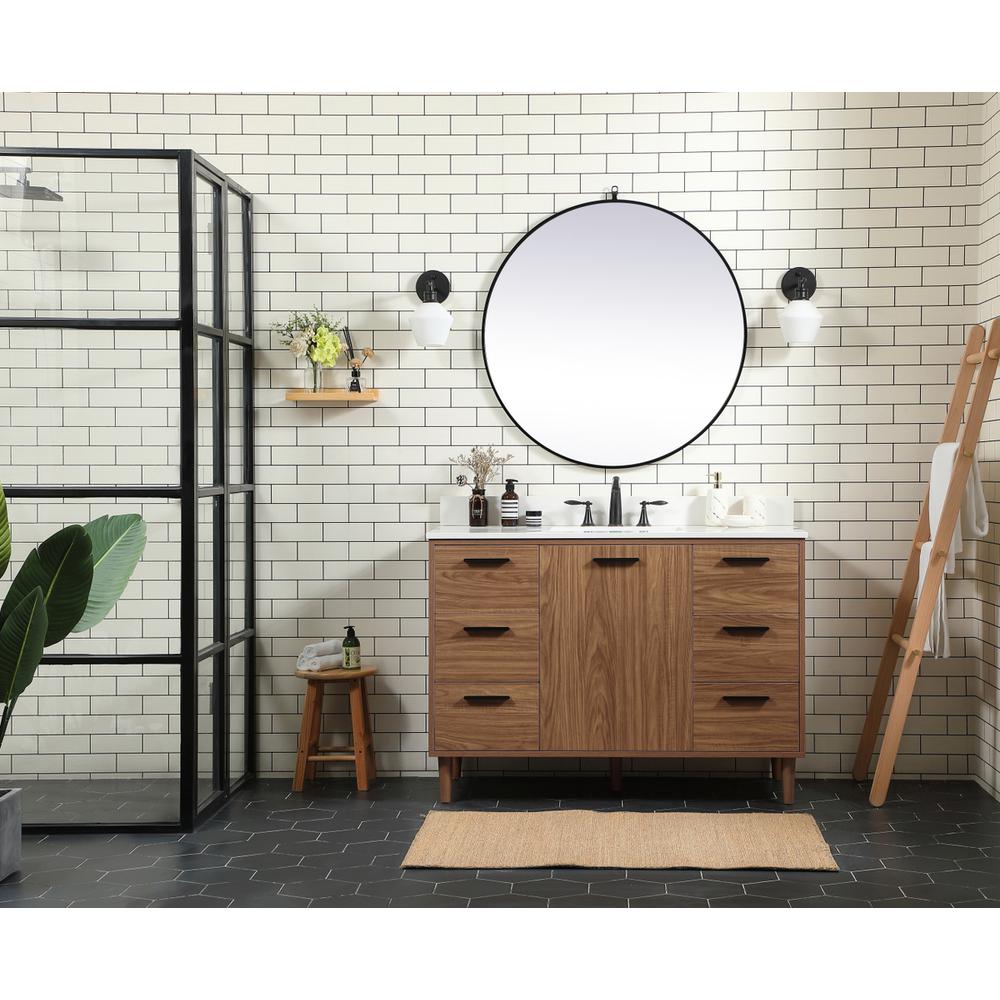 48 Inch Single Bathroom Vanity In Walnut Brown With Backsplash. Picture 4