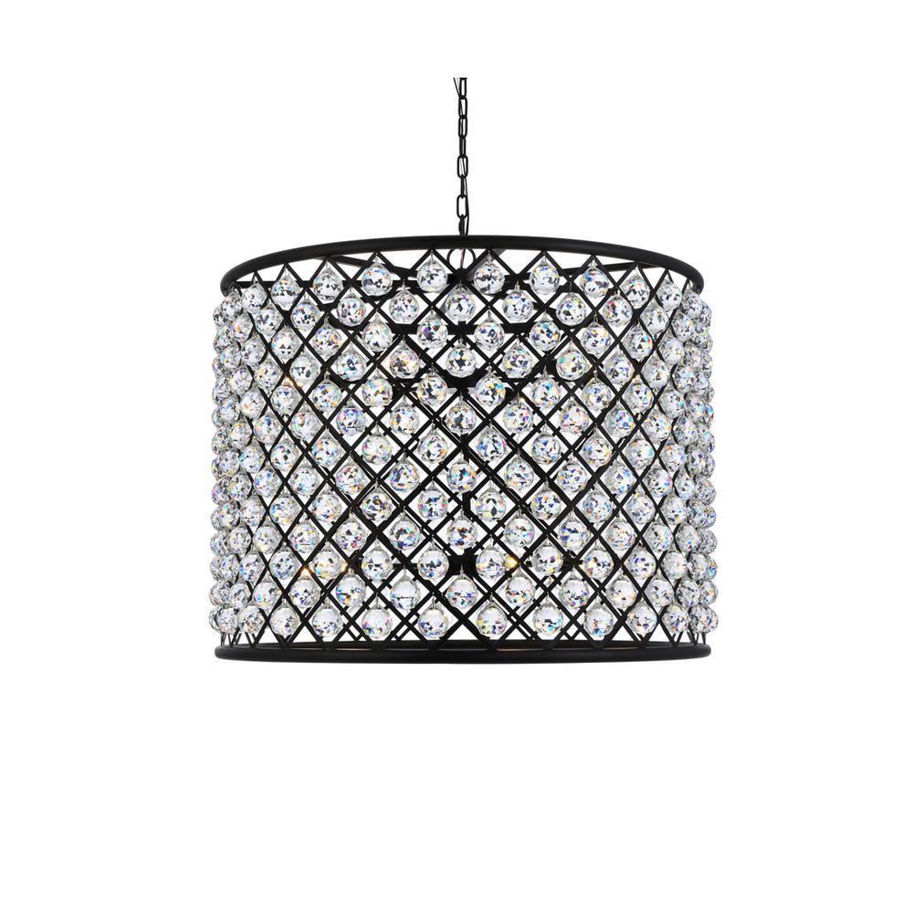 Madison 12 Light Matte Black Chandelier Clear Royal Cut Crystal. Picture 2