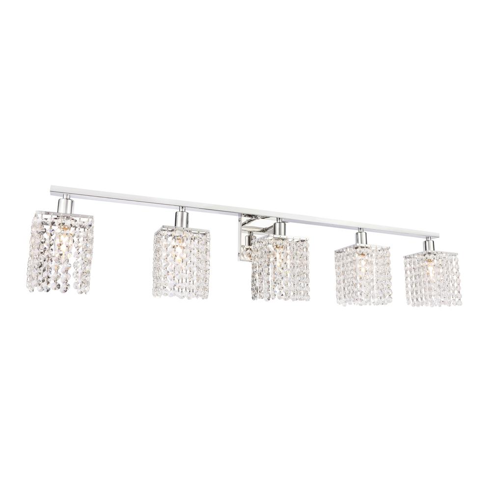 Phineas 5 Light Chrome And Clear Crystals Wall Sconce. Picture 3