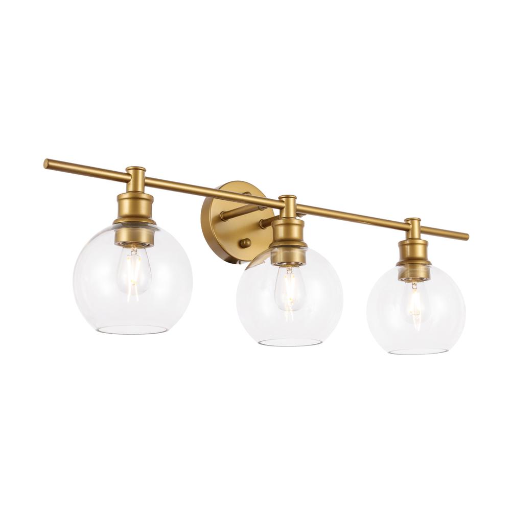 Collier 3 Light Brass And Clear Glass Wall Sconce. Picture 13