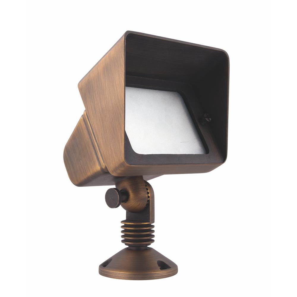 Flood Light W2.75In D5.25In H8In Antique Brass Includes Stake G4 Halogen 35W. Picture 1