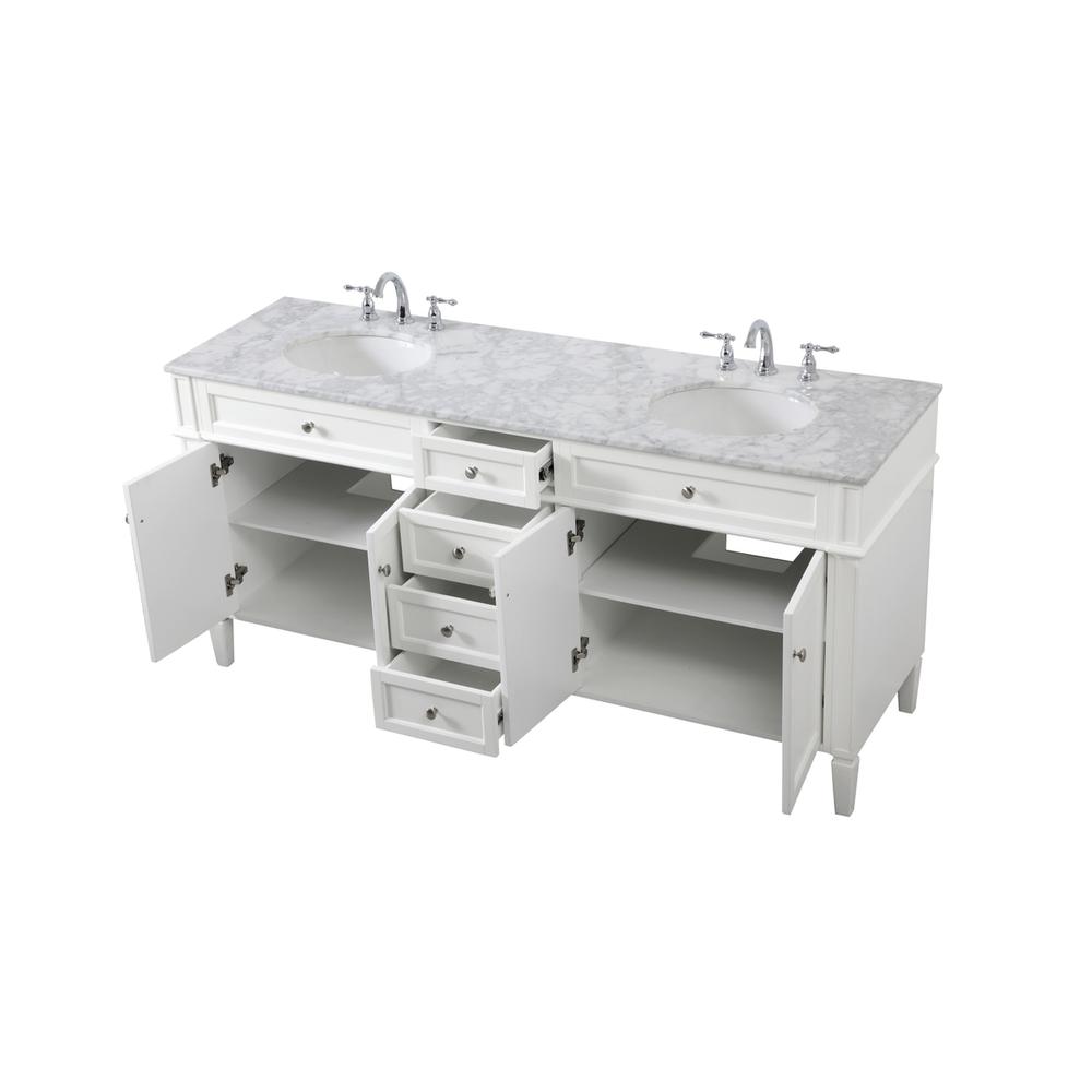 72 Inch Double Bathroom Vanity In White. Picture 9