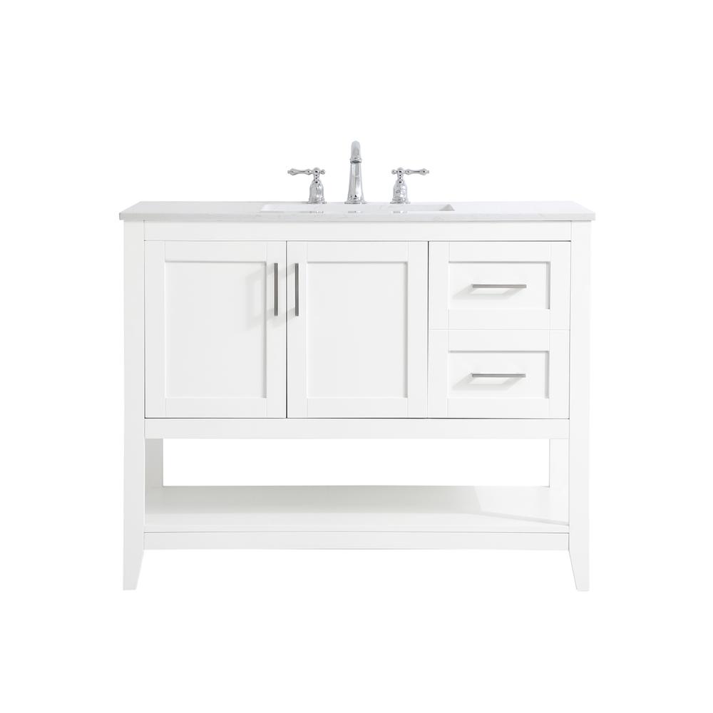 42 Inch Single Bathroom Vanity In White. Picture 1