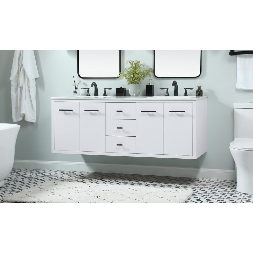 60 Inch Single Bathroom Vanity In White. Picture 5