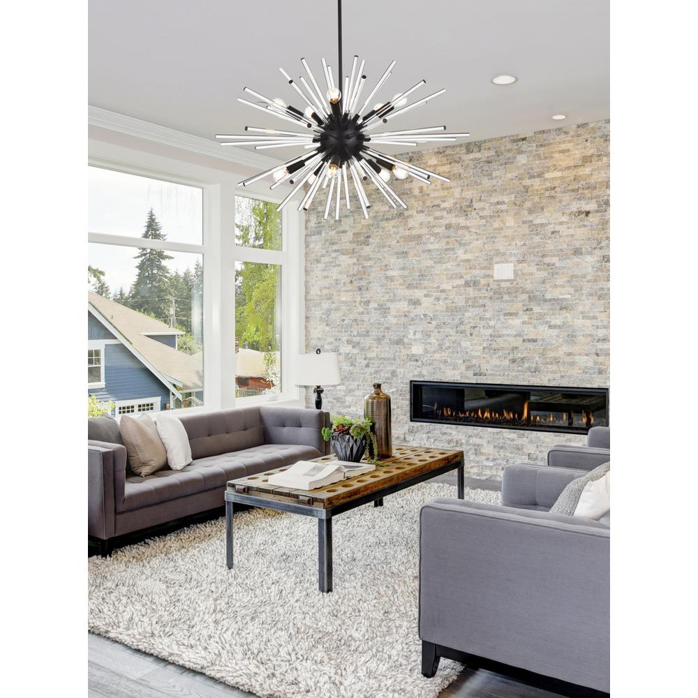 Sienna 36 Inch Crystal Rod Pendant In Black. Picture 9