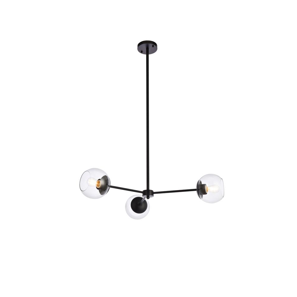 Briggs 32 Inch Pendant In Black With Clear Shade. Picture 1
