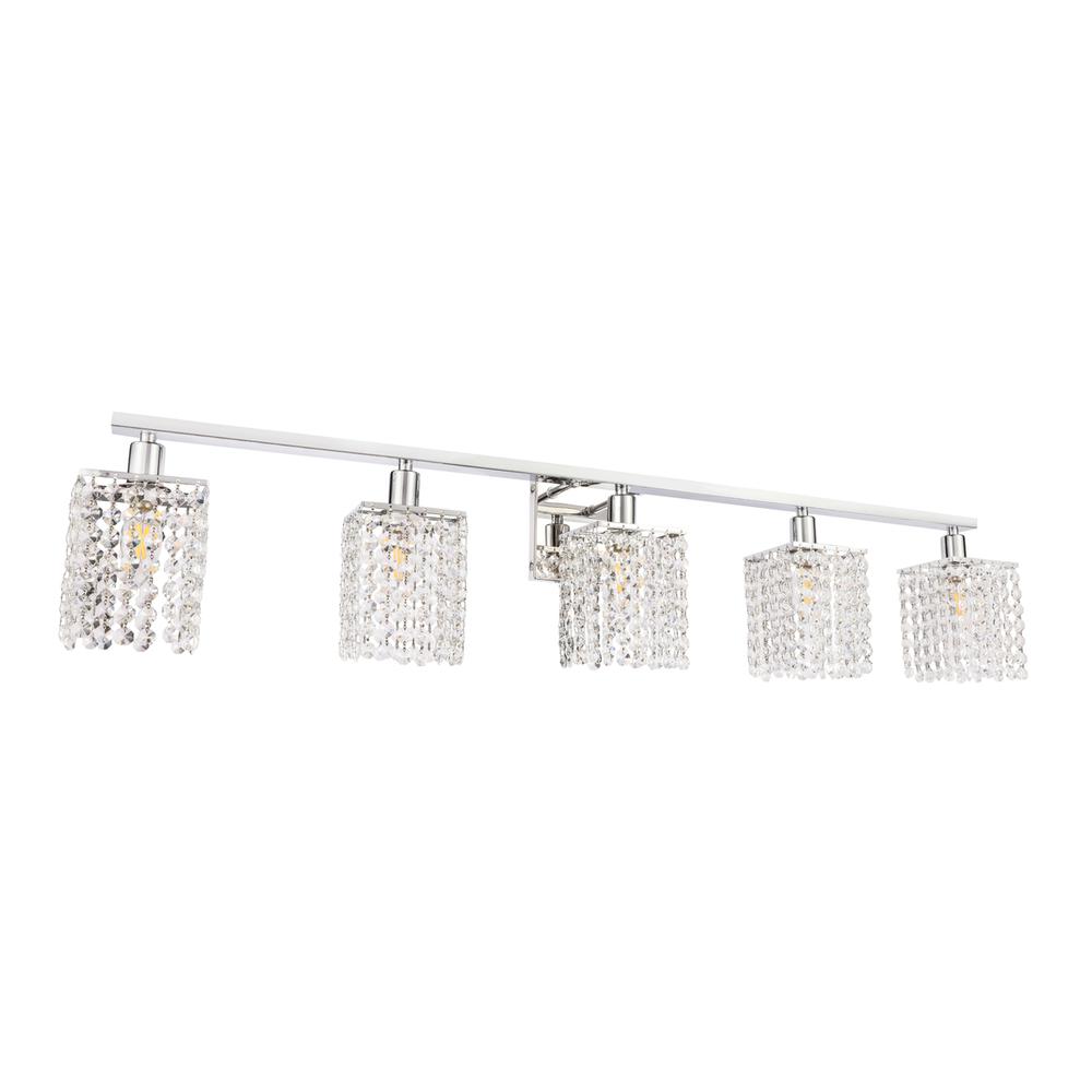 Phineas 5 Light Chrome And Clear Crystals Wall Sconce. Picture 4