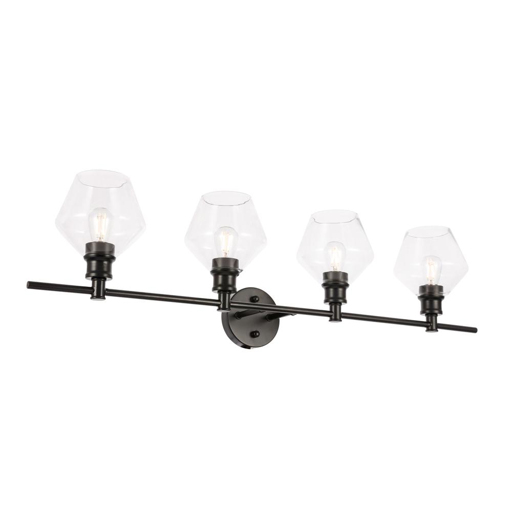 Gene 4 Light Black And Clear Glass Wall Sconce. Picture 5