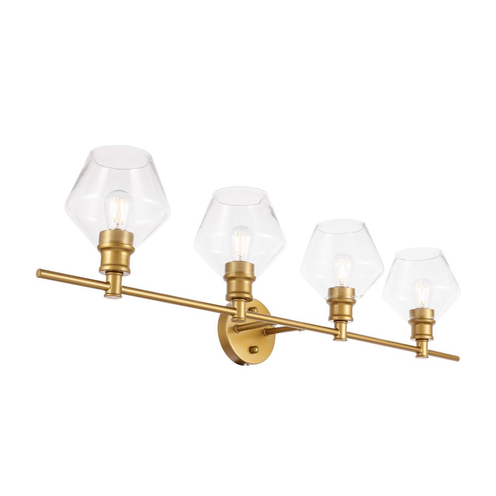Gene 4 Light Brass And Clear Glass Wall Sconce. Picture 7