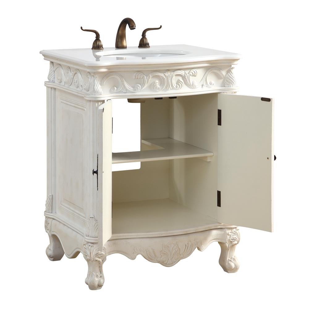 27 Inch Single Bathroom Vanity In Antique White. Picture 3