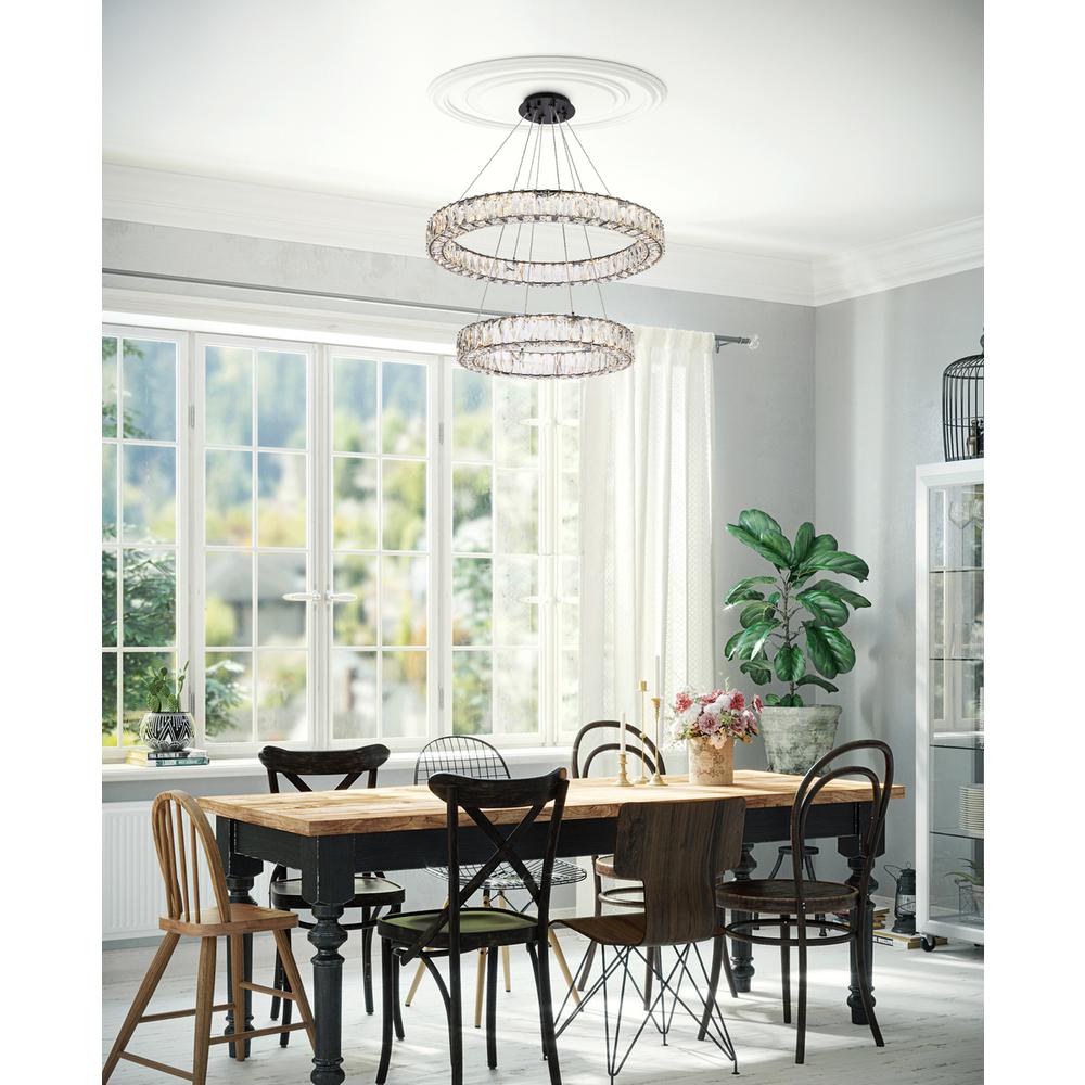 Monroe 28 Inch Led Double Ring Chandelier In Black. Picture 7