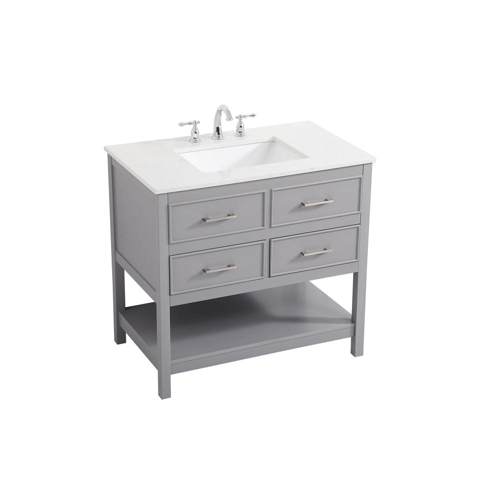 36 Inch Single Bathroom Vanity In Gray. Picture 8