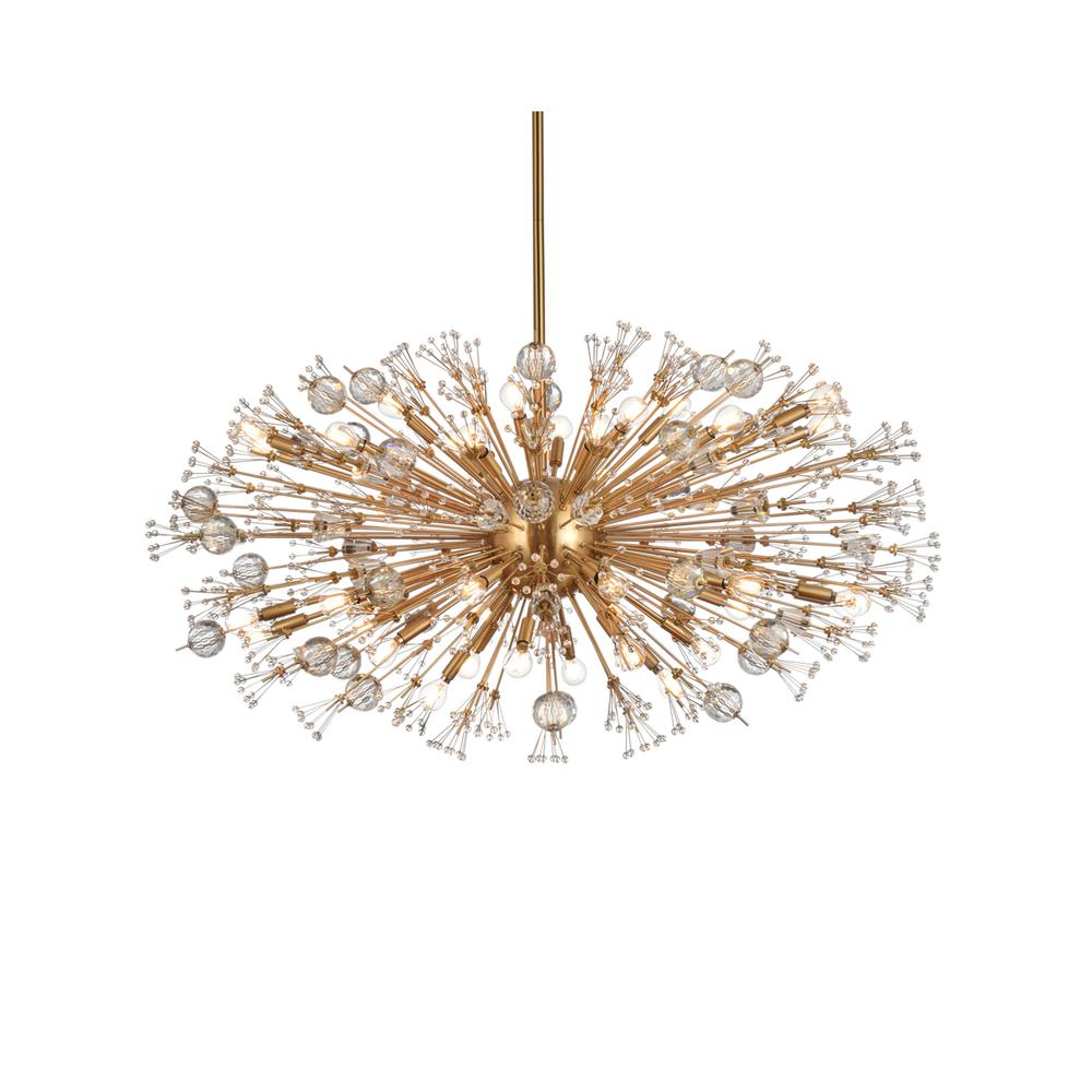 Vera 48 Inch Crystal Starburst Oval Pendant In Gold. Picture 2