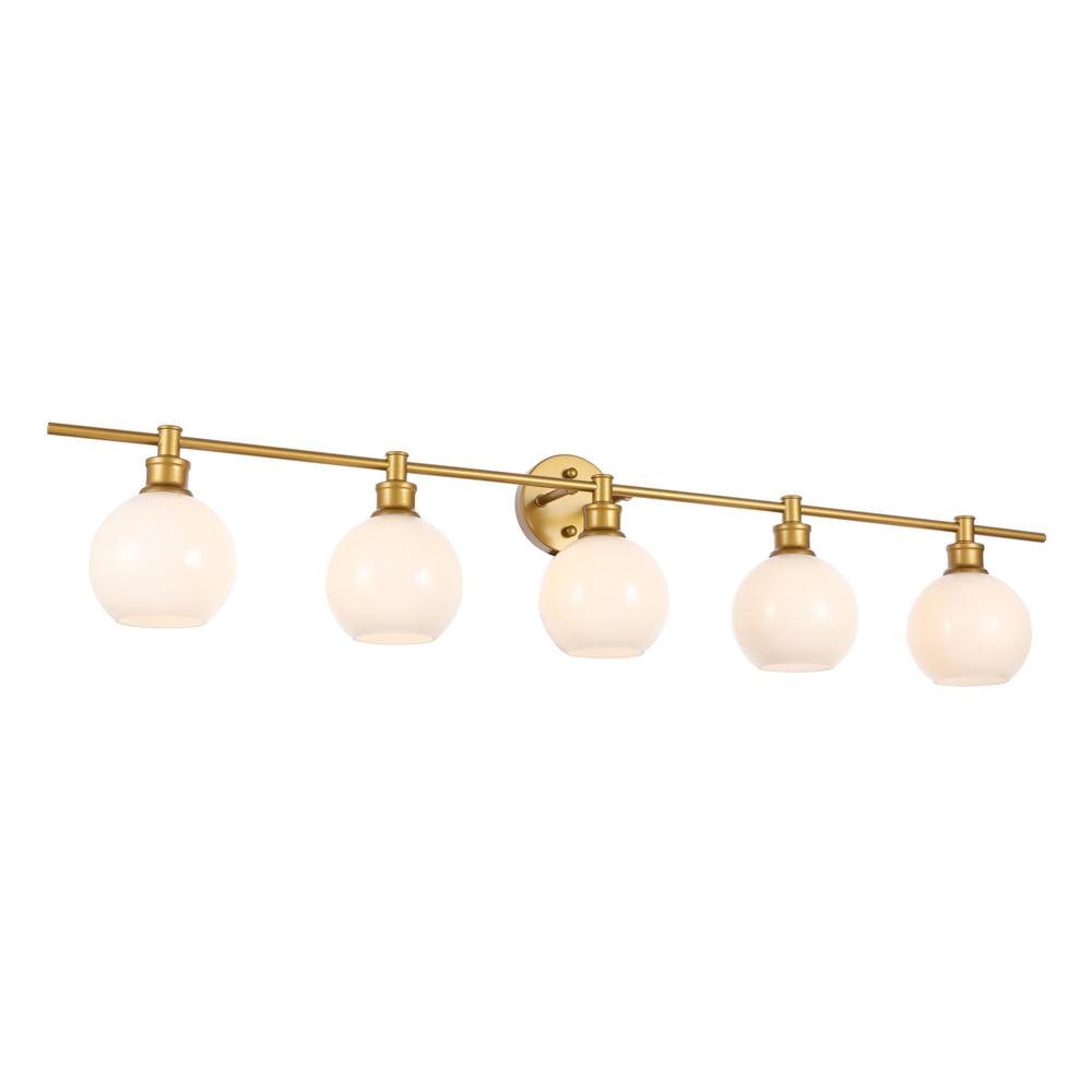 Collier 5 Light Brass And Frosted White Glass Wall Sconce. Picture 10