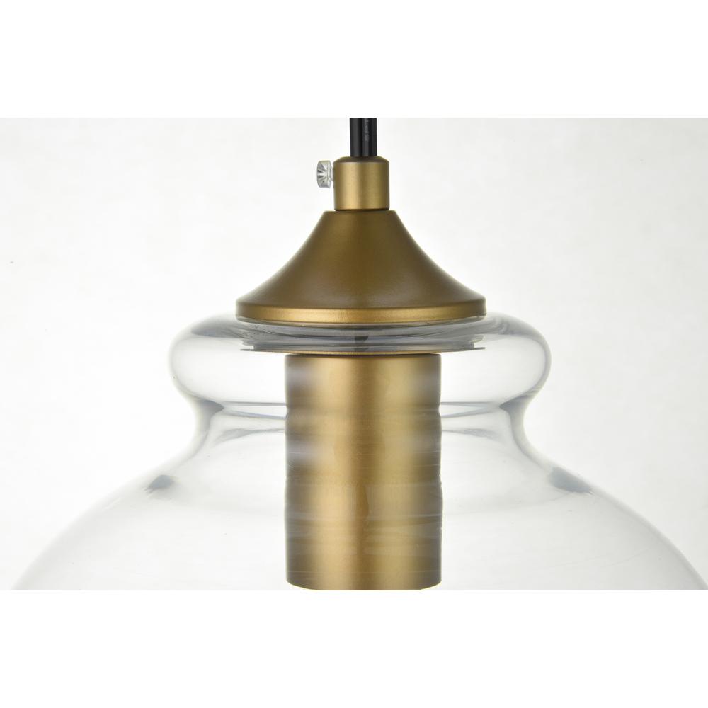 Destry 1 Light Brass Plug-In Pendant With Clear Glass. Picture 4