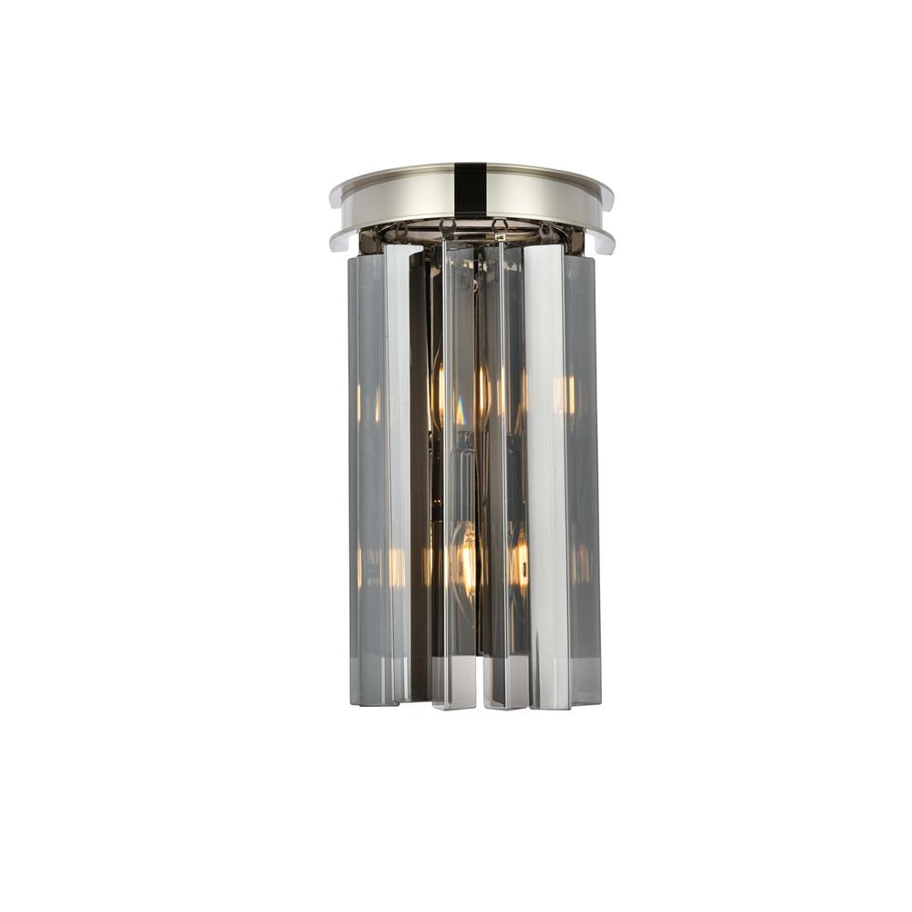 Sydney 2 Light Polished Nickel Wall Sconce Silver Shade (Grey) Royal Cut Crystal. Picture 1