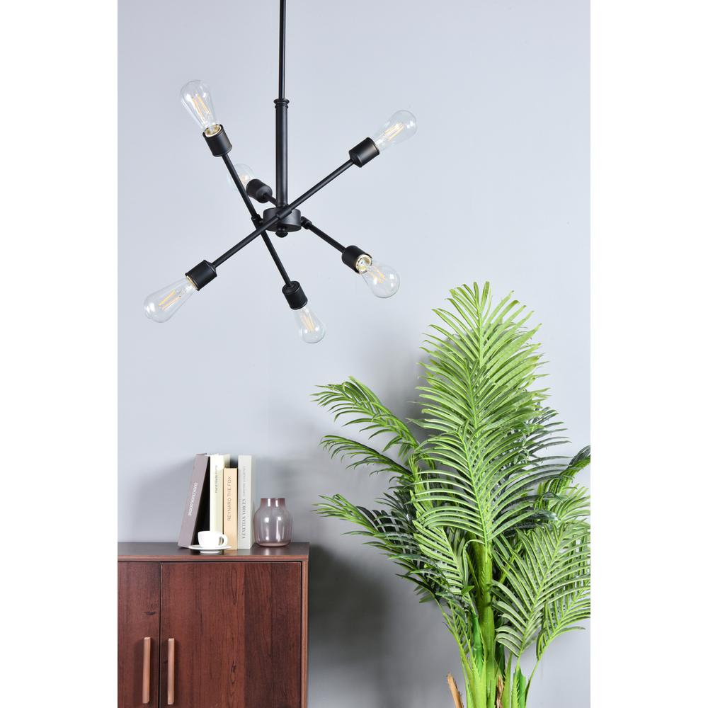 Axel 6 Lights Black Pendant With Hanging Rod. Picture 7