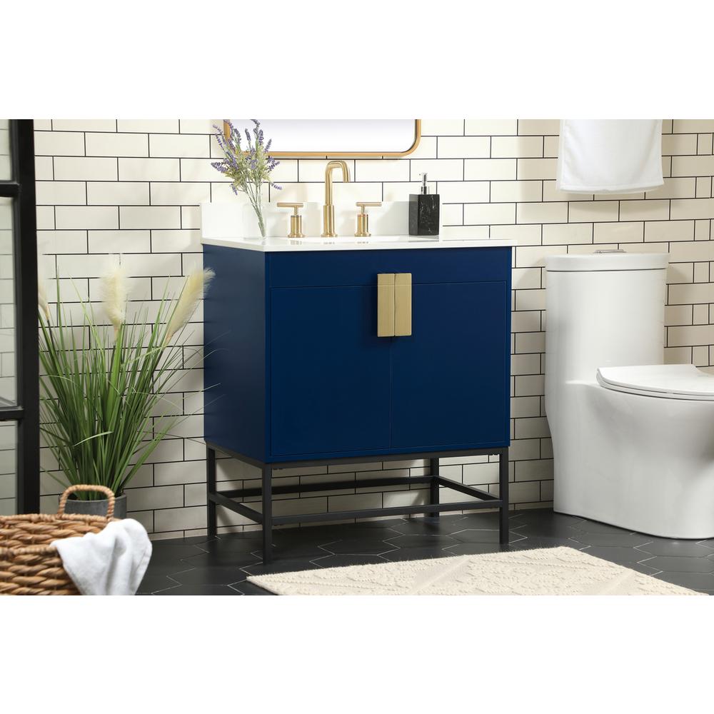 30 Inch Single Bathroom Vanity In Blue With Backsplash. Picture 2