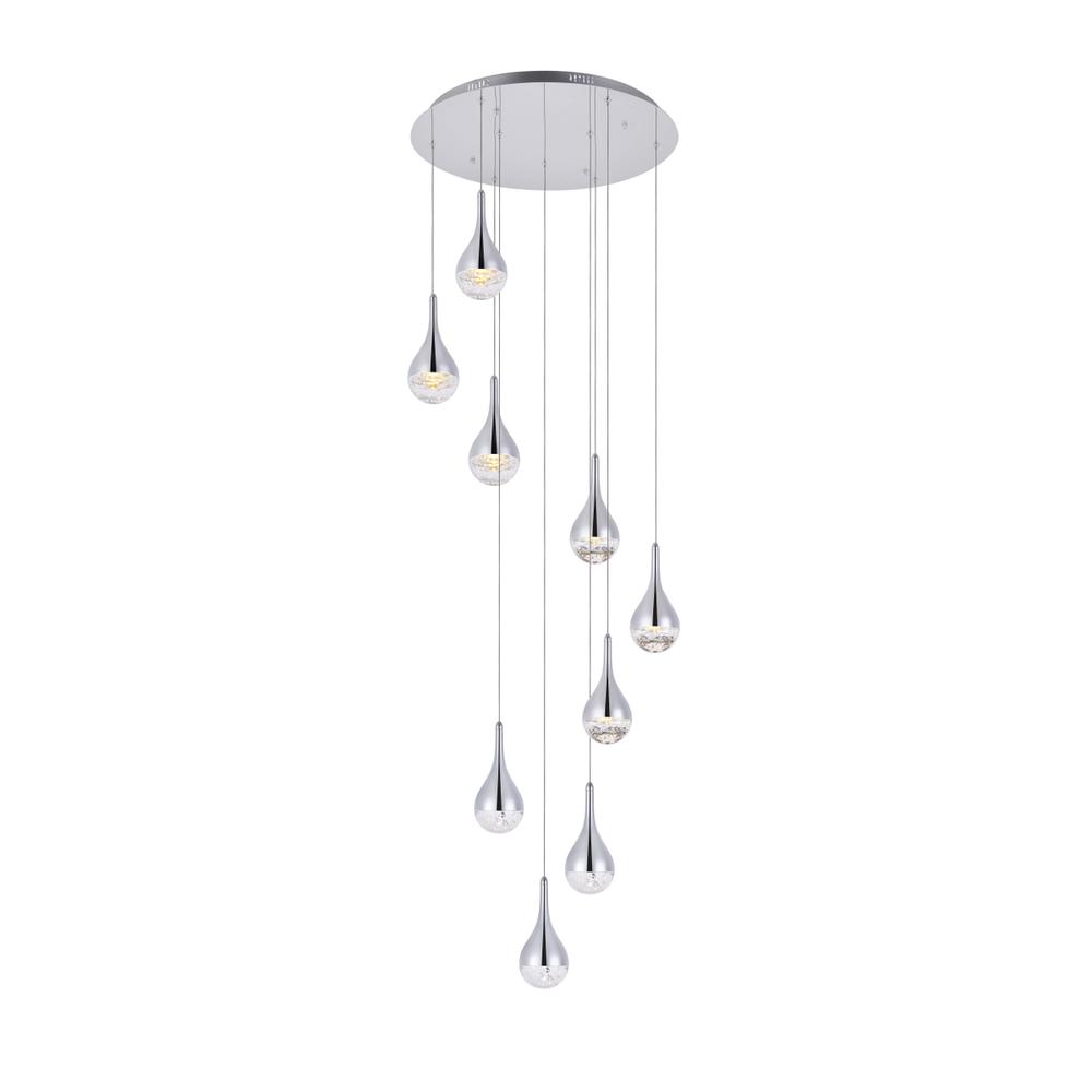 Amherst Collection Led 9-Light Chandelier 24In X 9In Chrome Finish. Picture 1