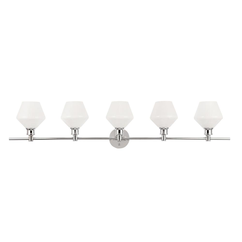 Gene 5 Light Chrome And Frosted White Glass Wall Sconce. Picture 2