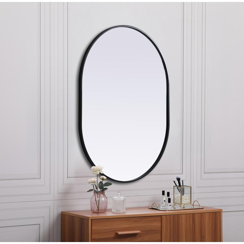 Metal Frame Oval Mirror 30X40 Inch In Black. Picture 4