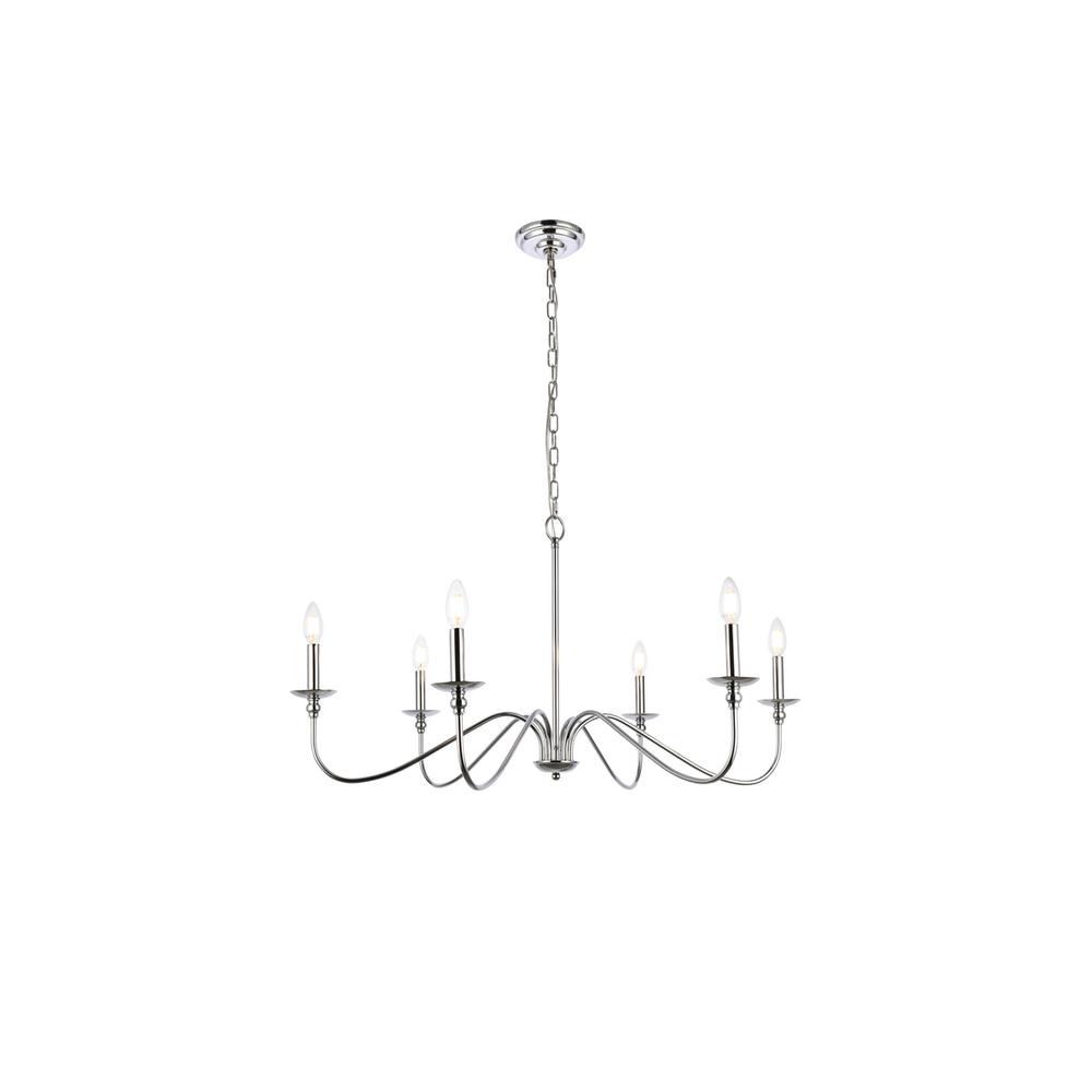 Rohan 6 Lights Polished Nickel Chandelier. Picture 1