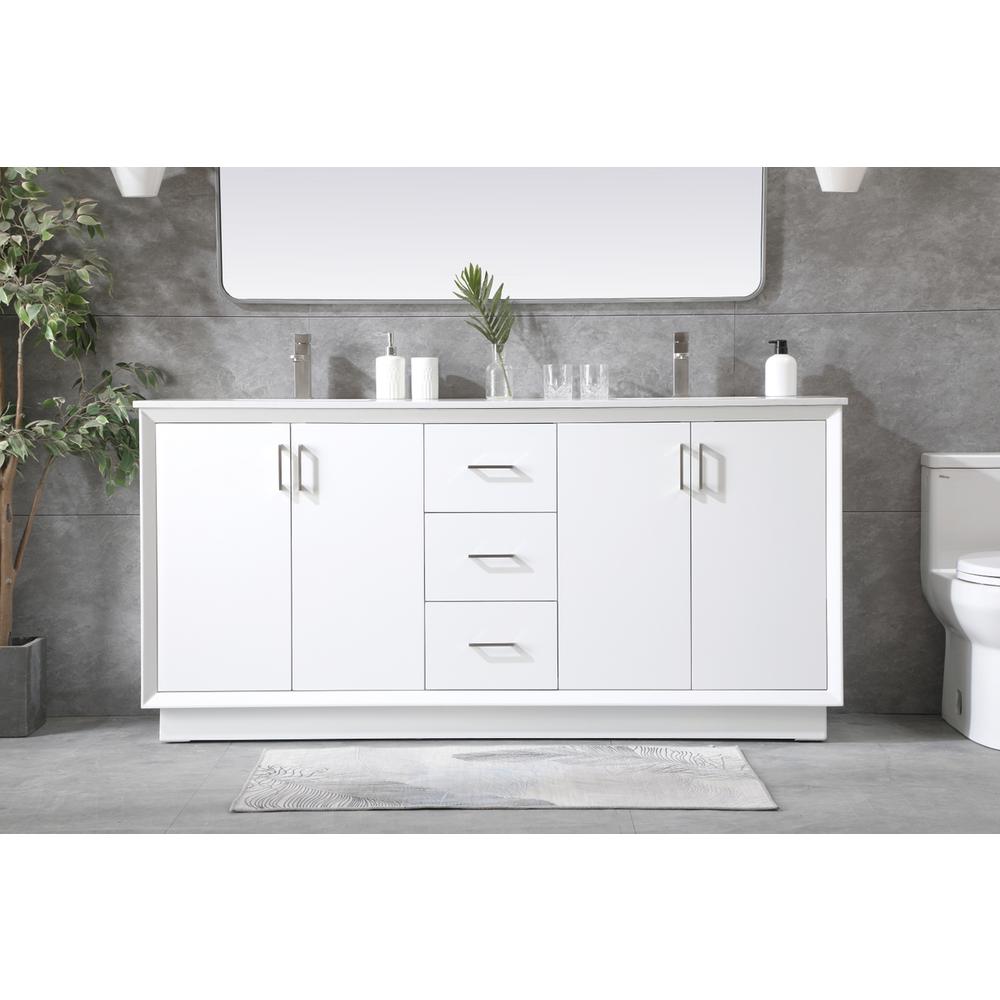 72 Inch Double Bathroom Vanity In White. Picture 14