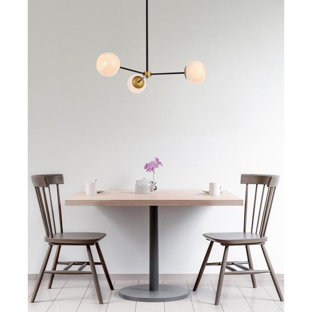 Briggs 32 Inch Pendant In Black And Brass With White Shade. Picture 8