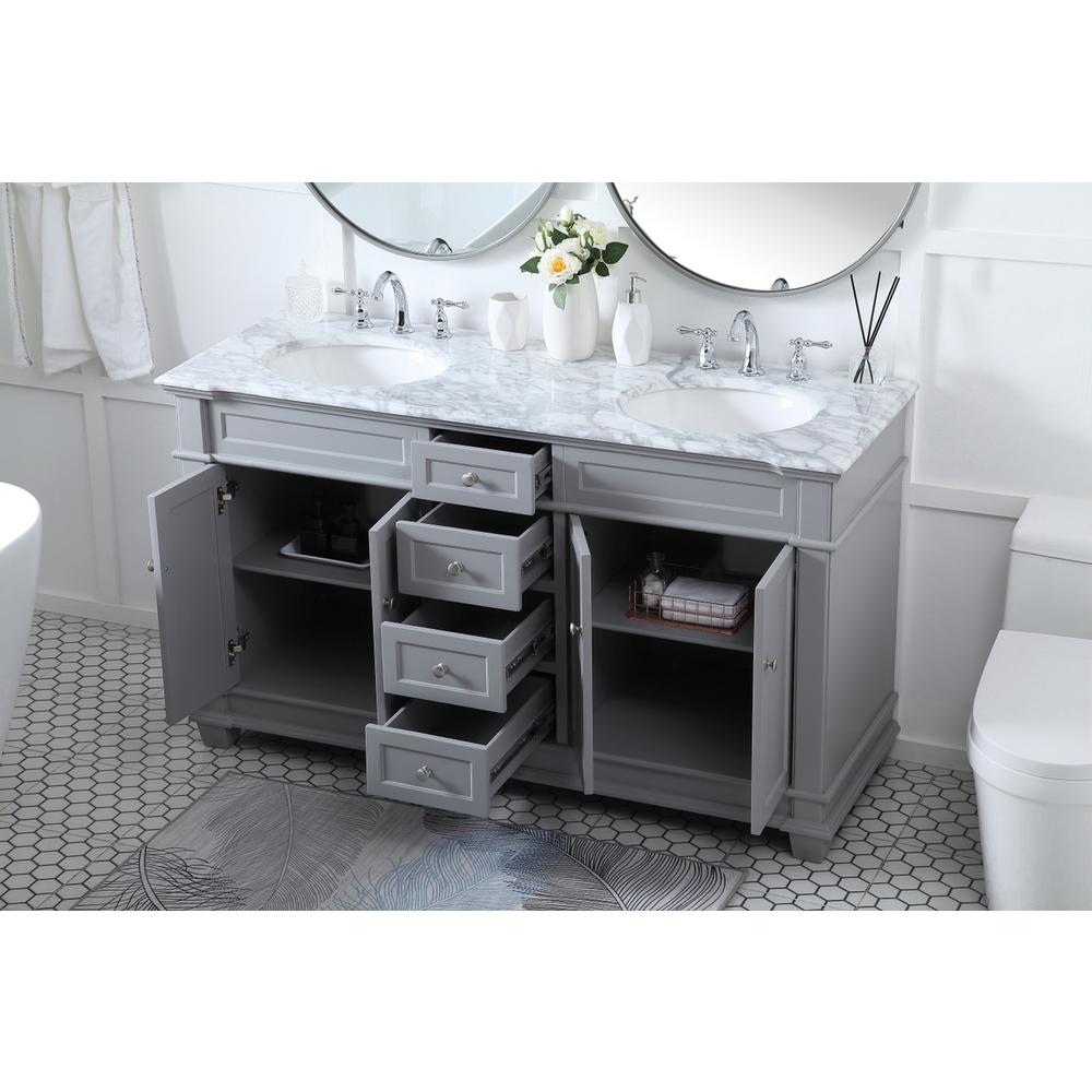60 Inch Double Bathroom Vanity Set In Grey. Picture 3
