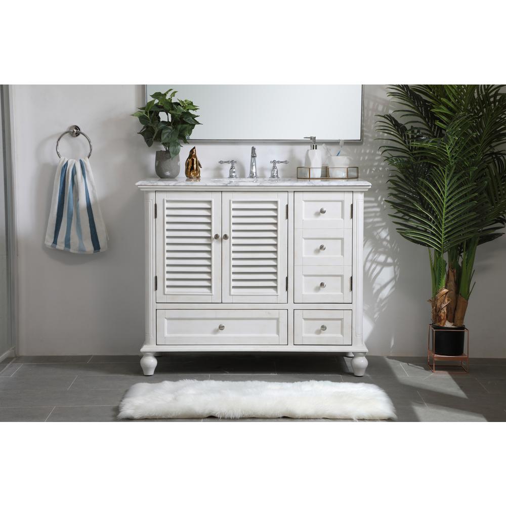 42 Inch Single Bathroom Vanity In Antique White. Picture 14