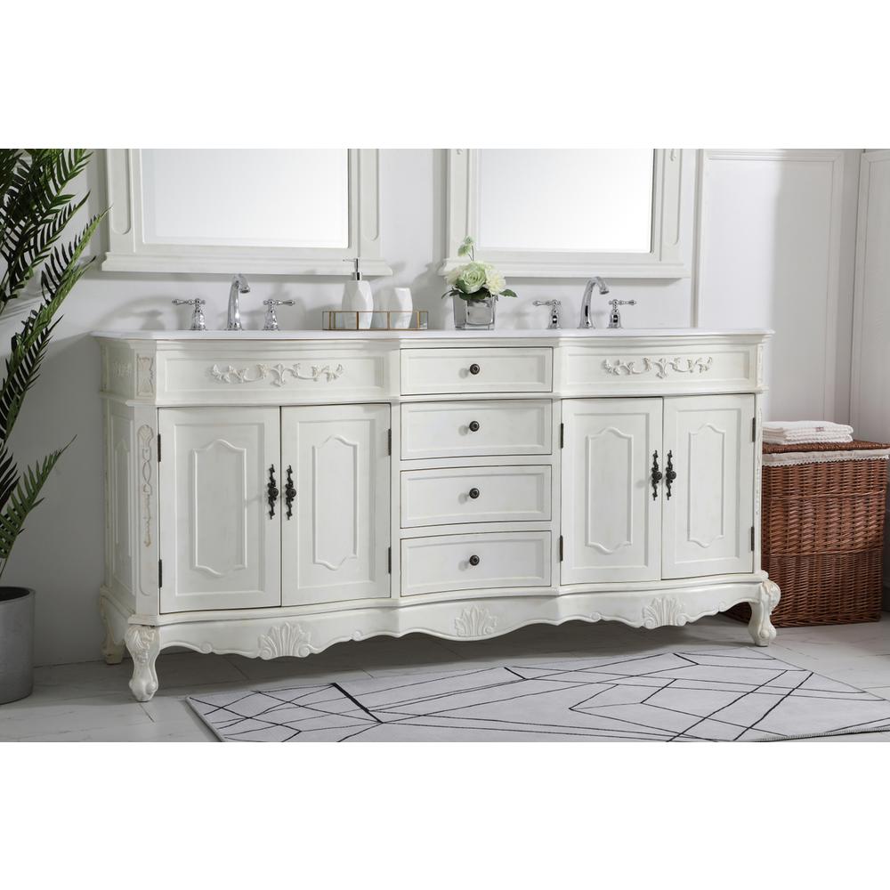 72 Inch Double Bathroom Vanity In Antique White. Picture 2